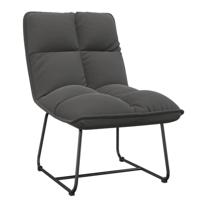 VidaXL Loungestoel met metalen frame fluweel donkergrijs - thumbnail