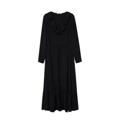 Mango maxi jurk met ruches zwart Mango maxi jurk met ruches zwart