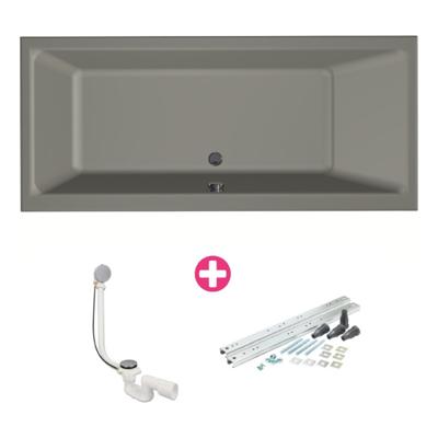 Xenz Kristal Ligbad - 170x75x48 - afvoer Midden - acryl - cement 6985-06