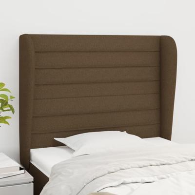 Hoofdbord met randen 83x23x118/128 cm stof donkerbruin