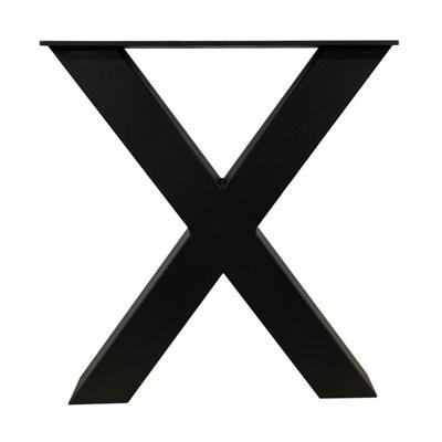 Stalen X bankpoten 38 bij 6 cm en hoogte 43 cm zwart (6 x 6 cm) - 2 stuks