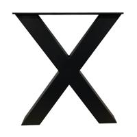 Stalen X bankpoten 38 bij 6 cm en hoogte 43 cm zwart (6 x 6 cm) - 2 stuks - thumbnail