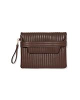 HEMA Laptophoes 37x28x2.5cm met flap doorgestikt donkerbruin - thumbnail