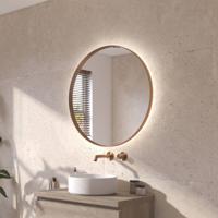 Ben Mimas ronde spiegel met LED verlichting en anti-condens Ø80cm geborsteld koper - thumbnail