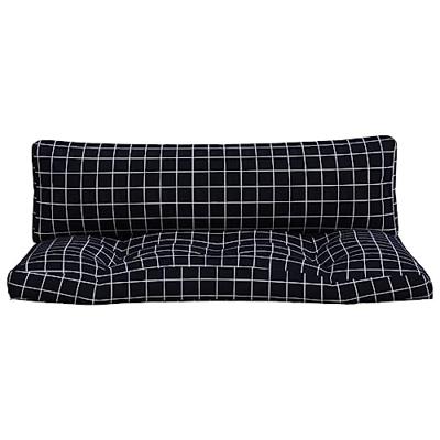VidaXL Palletkussens 2 st ruitpatroon oxford stof zwart - thumbnail