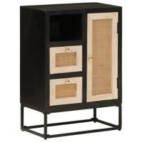 Dressoir 55x30x76 cm massief mangohout en ijzer zwart - thumbnail