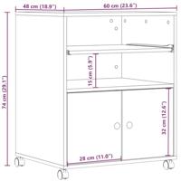 Printerkastje met wielen 60x48x74 cm gerookt eikenkleurig - thumbnail