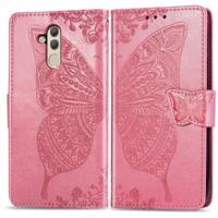 Vlinder liefde bloemen reliëf horizontale Flip lederen case voor Huawei mate 20 lite met houder & card slots & portemonnee (roze) - thumbnail