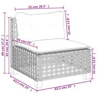 10-delige Loungeset met kussens poly rattan zwart - thumbnail