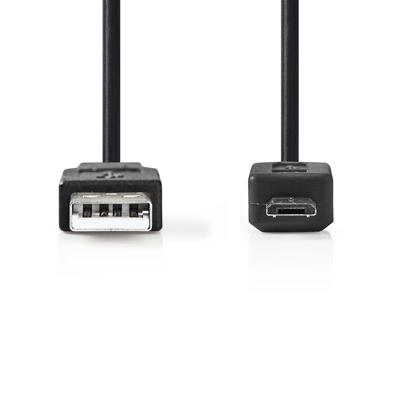 Nedis CCGB60500BK20 Usb-kabel Usb-a Male Usb Micro-b Male Vernikkeld 2.00 M Rond Pvc Zwart Blister - thumbnail