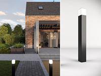 Enzo Paallamp | Zwart | 80cm | Vierkant | 12W LED | IP44 3000K | Smartwares OOL-50018 - A5019000 - thumbnail