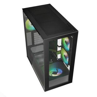 Sharkoon rebel c60 rgb midi tower behuizing (zwart | 2x usb-a | 1x usb-c | rgb | tempered glass)