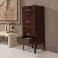 WOOOD Ladekast 'Merge' Met 6 lades, kleur Bruin/Rood - thumbnail