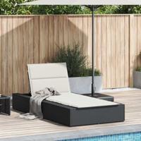 Ligbed met zwevend kussen poly rattan zwart - thumbnail