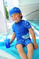 Playshoes tweedelige zwemsuit Haai Blauw-110-116 - thumbnail