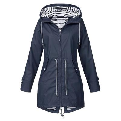 Vrouwen Waterproof Rain Jacket Hooded Regenjas Size:S (Navy Blue) Vrouwen Waterproof Rain Jacket Hooded Regenjas Size:S (Navy Blue)