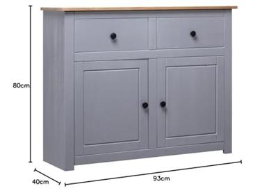 Dressoir Panama Range 93x40x80 cm massief grenenhout grijs Dressoir Panama Range 93x40x80 cm massief grenenhout grijs