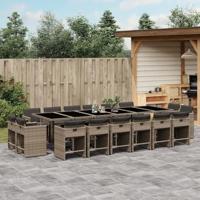 17-delige Tuinset met kussens poly rattan grijs - thumbnail