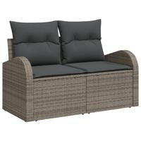 Tuinbankenset met kussen met opslag 7 pcs Grijs poly rattan - thumbnail