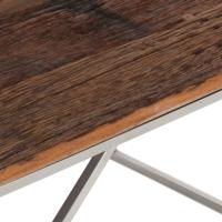 Salontafel roestvrij staal en massief bielshout zilverkleurig - thumbnail