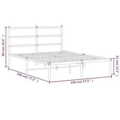 Bedframe met hoofdbord metaal wit 140x190 cm - thumbnail