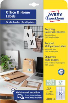 Etiket avery lr3666-10 38x21.2 recycled wit 650st Etiket avery lr3666-10 38x21.2 recycled wit 650st