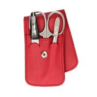 Erbe Solingen 3-delige manicure etui met drukknoopsluiting rood (erbe9014) - thumbnail