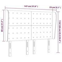 Hoofdbord met randen 147x23x118/128 cm kunstleer crèmekleurig - thumbnail