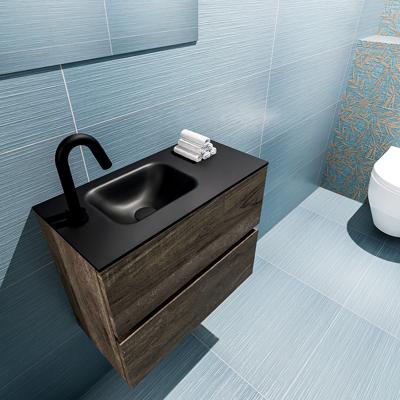 MONDIAZ ADA 60cm toiletmeubel dark brown. LEX wastafel urban links 1 kraangat