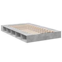 Bedframe bewerkt hout betongrijs 135x190 cm - thumbnail