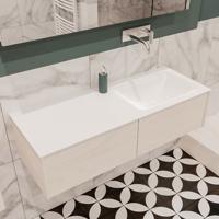 Mondiaz Lush Cloud badmeubel underlayment 120 cm 2 lades solid surface enkele spoelbak rechts zonder kraangat - thumbnail