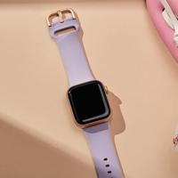 Soft siliconen bandje met gespsluiting - Pastel paars - Geschikt voor Apple Watch 38mm / 40mm / 41mm / 42mm - thumbnail
