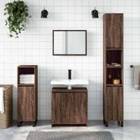 2-delige Badkamermeubelset bewerkt hout bruin eikenkleur - thumbnail