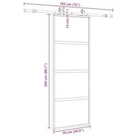 Schuifdeur met beslagset 76x205 cm gehard glas zwart - thumbnail