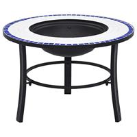 VidaXL Vuurschaal mozaïek 68 cm keramiek blauw en wit - thumbnail