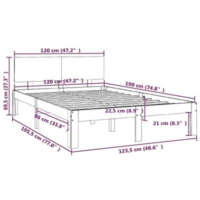 Bedframe massief hout 120x190 cm