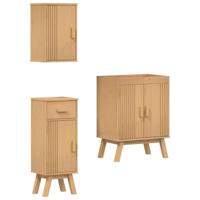 Badkamermeubelset met lade 3 pcs Bruin Massief grenenhout - thumbnail