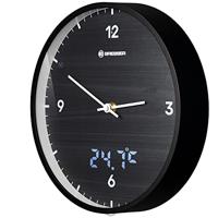 BRESSER MyTime LEDsec wandklok 24 cm met temperatuurweergave (zwart) - thumbnail