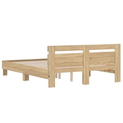 Bedframe met hoofdeinde en LED sonoma eikenkleurig 150x200 cm