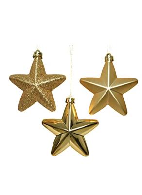 Ster plastic glans-mat-glitter 7,5 cm licht goud KSD - Ksd - thumbnail