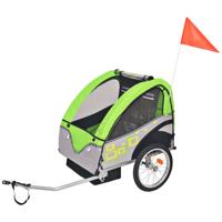VidaXL Fietstrailer 30 kg grijs en groen - thumbnail