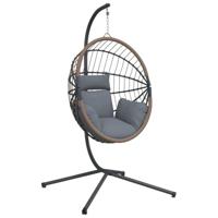 Hangstoel met standaard rattan en staal lichtgrijs - thumbnail