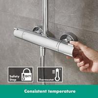Hansgrohe Crometta e 240 1jet showerpite met thermostaat ecosmart chroom 27281000 - thumbnail