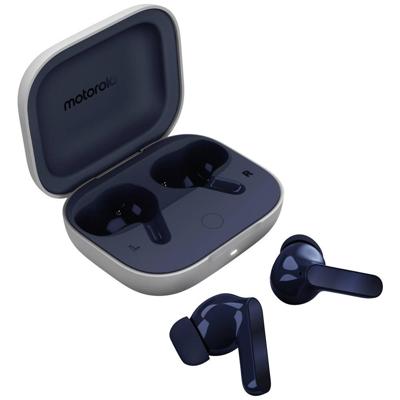 motorola Moto Buds: draadloze hoofdtelefoon, uitstekend geluid en audio met hoge resolutie, dynamische actieve ruisonderdrukking, optimale integratie in het motor-ecosysteem, marineblauw