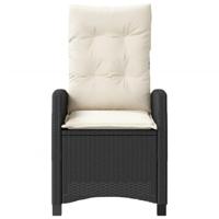 Tuinstoelen 2 st verstelbaar met kussens poly rattan zwart - thumbnail