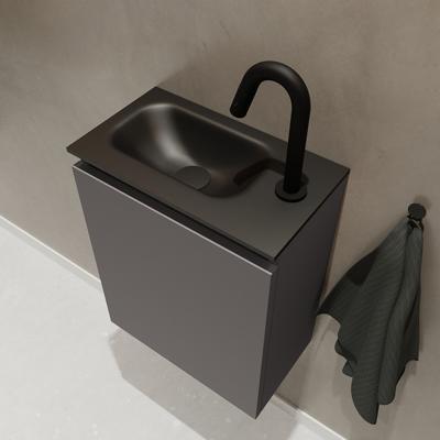 MONDIAZ TURE 40cm toiletmeubel dark grey. EDEN wastafel urban links 1 kraangat
