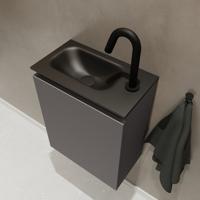 MONDIAZ TURE 40cm toiletmeubel dark grey. EDEN wastafel urban links 1 kraangat - thumbnail
