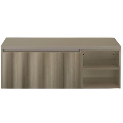 Frozen 3D Badmeubelset 120 cm - Greeplijst in Kleur - Wastafel Regaalkast met Bovenblad Olive