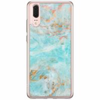 Huawei P20 siliconen hoesje - Turquoise marmer - thumbnail