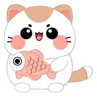 Funny Cat Plush Figure Cat with Fish 25 cm - thumbnail